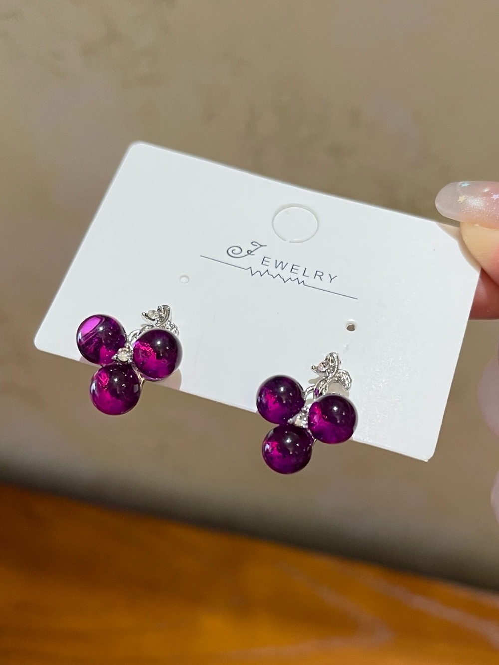 💖5 for $25😻 Purple Cluster Drop Earrings - Grape 🍇